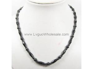 Mens Magnetic Hematite 6x12mm Bicone Beads Strands Necklace